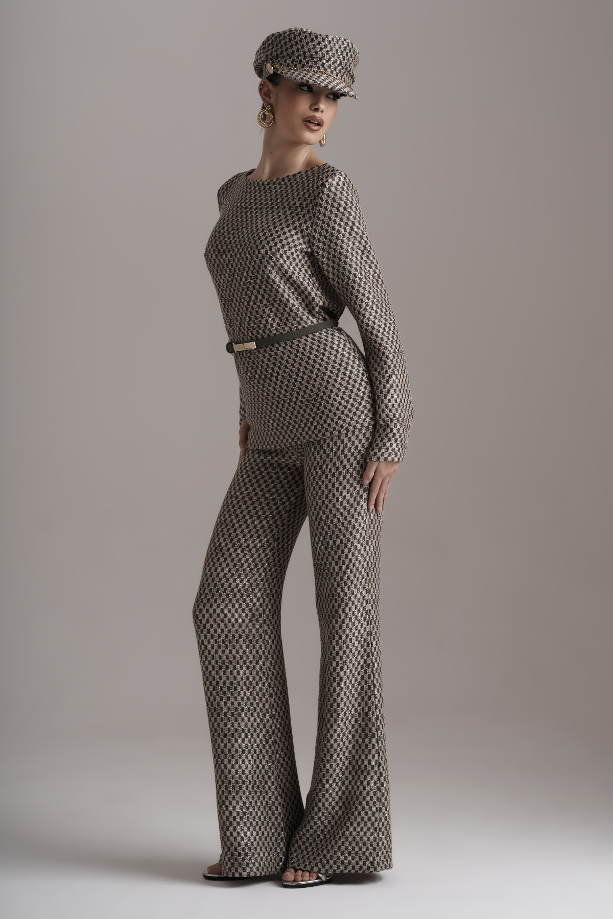 Top de punto Pho Firenze para mujer en color flame, con cuello redondo y mangas largas, diseño elegante y sofisticado