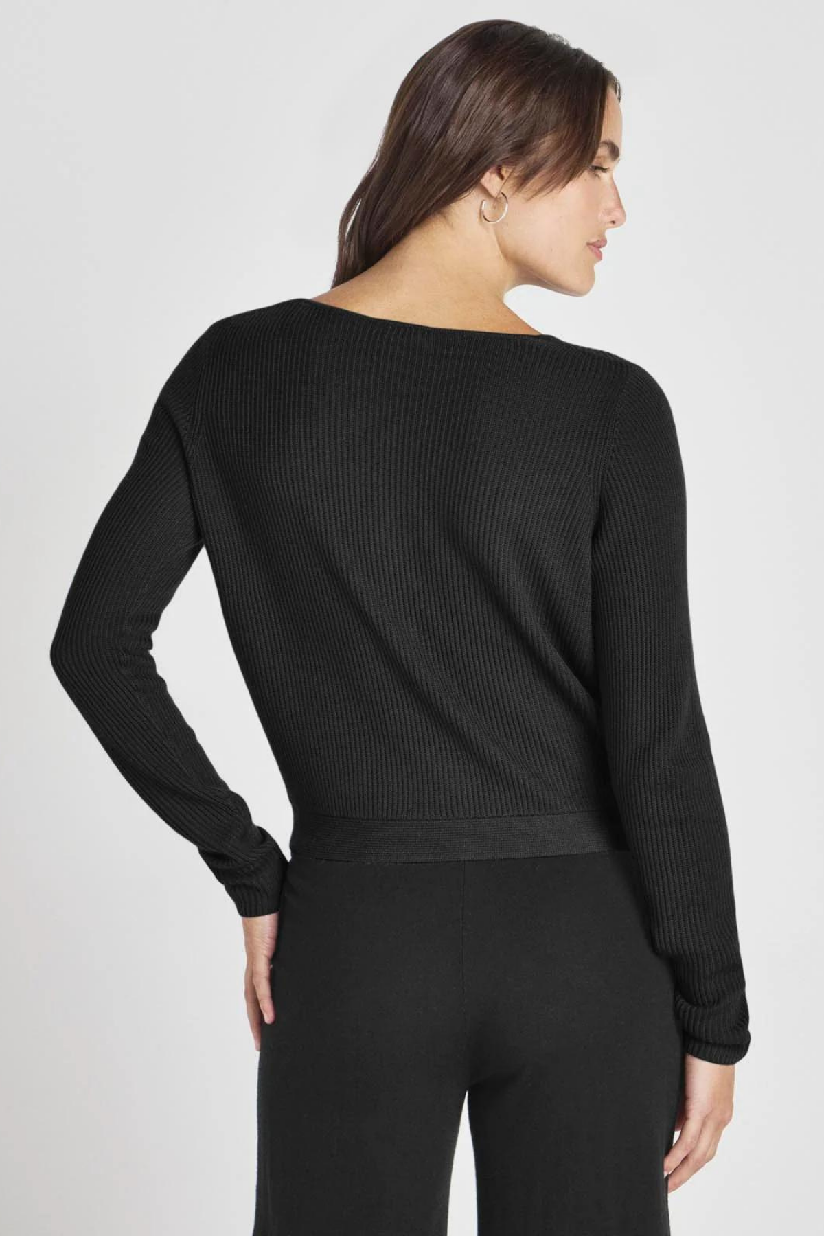 Splendid Loopknit LYR Surplice Sweater Black