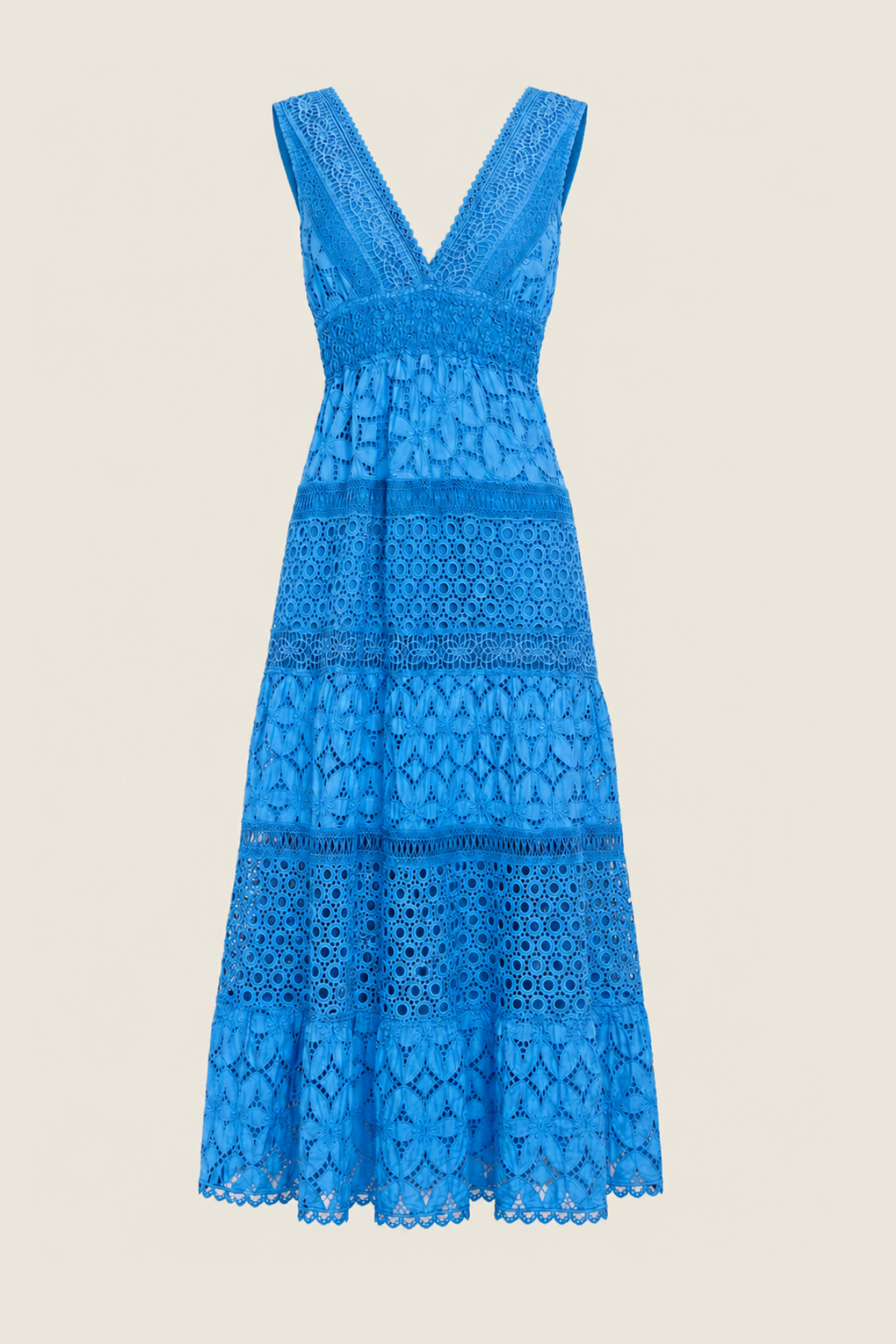 Vestido midi Alpinia cobalto con escote cruzado y volantes en capas ideal para invitadas de boda y eventos sofisticados