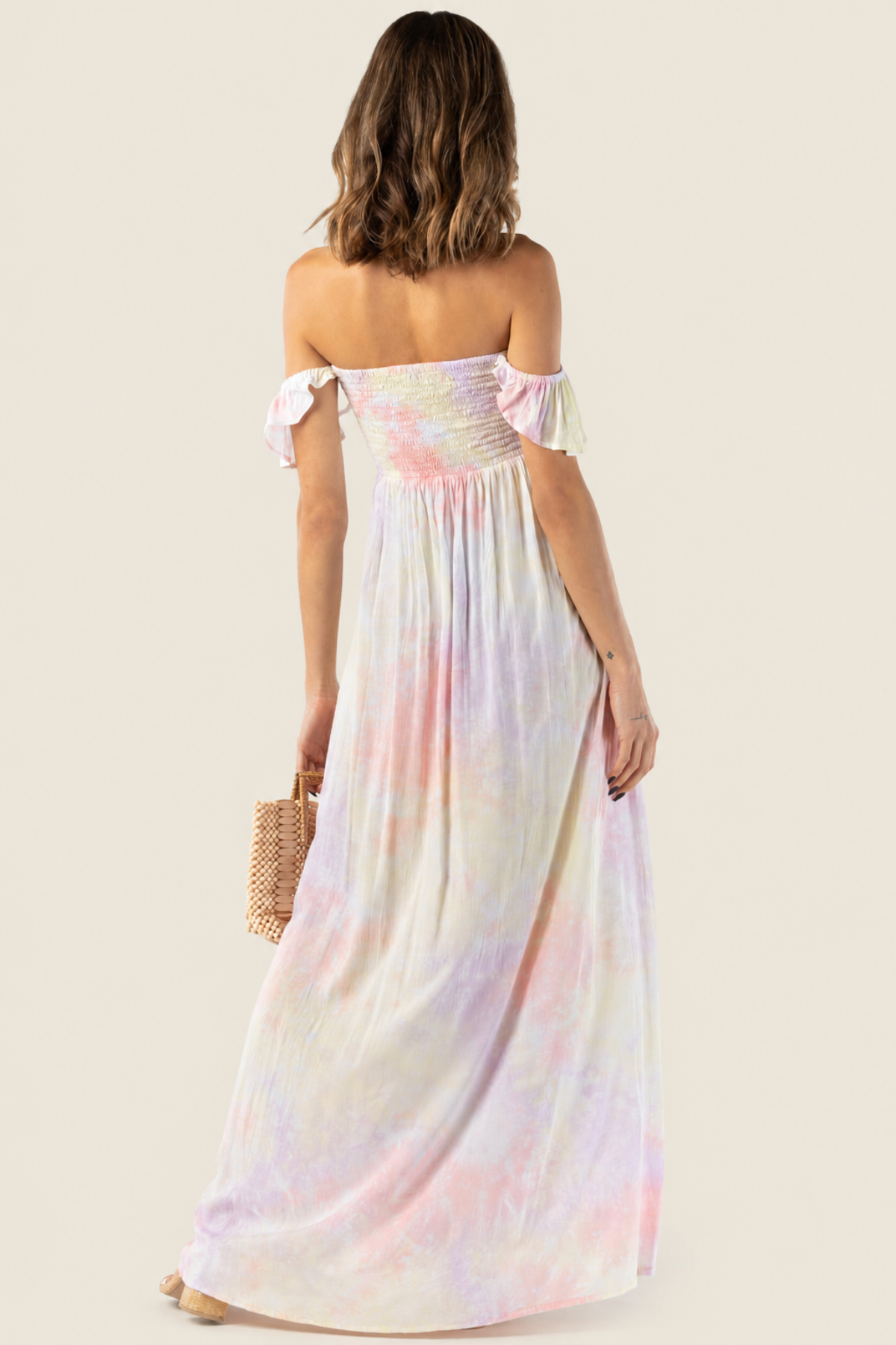 Hollie Vestido Largo - Salmon Yellow Violet Smoke - Glam Barcelona