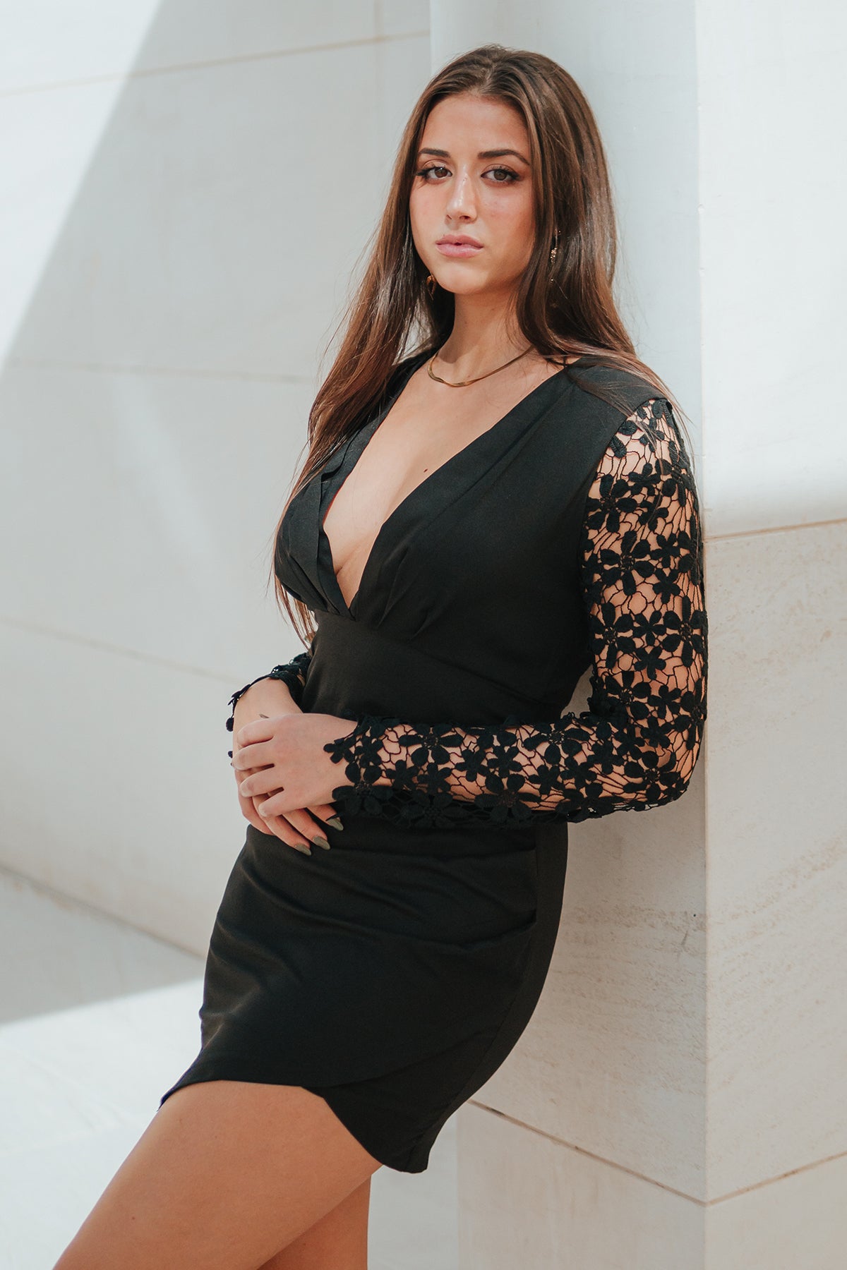 Reverse Lace Mini Dress