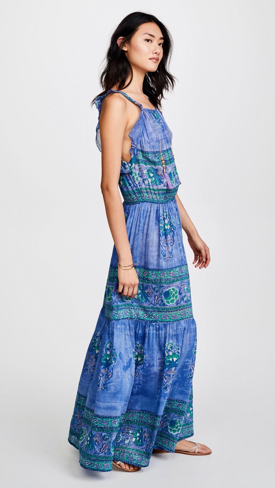 Bell Ruffled Armhole Maxi Dress