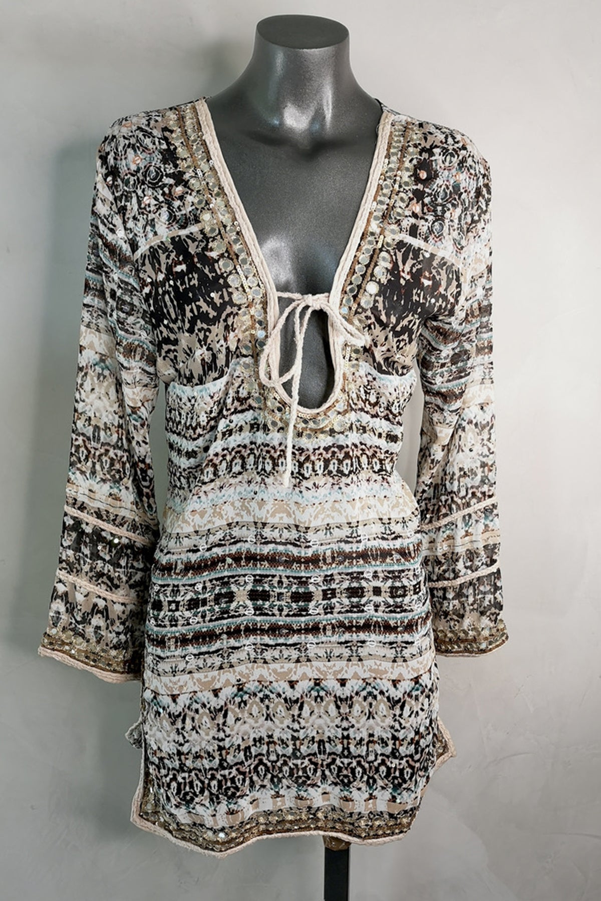 Letarte Tribal Long Sleeve Cover Up