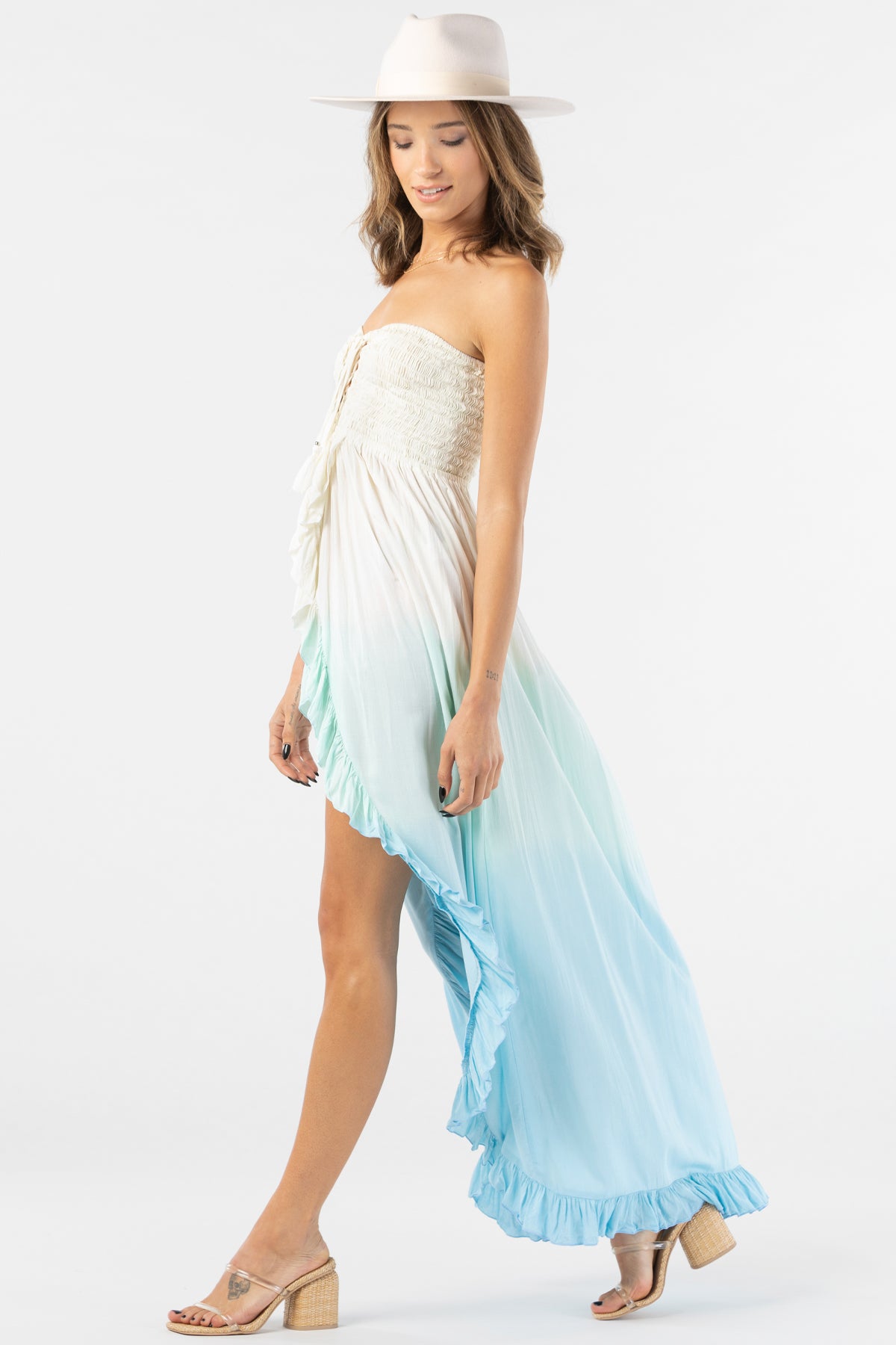 Tiare Hawaii Flynn Maxi Dress - Cream Teal Blue Ombre