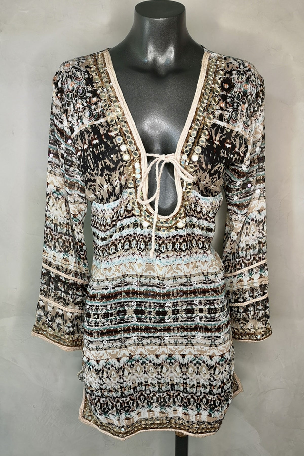 Letarte Tribal Long Sleeve Cover Up