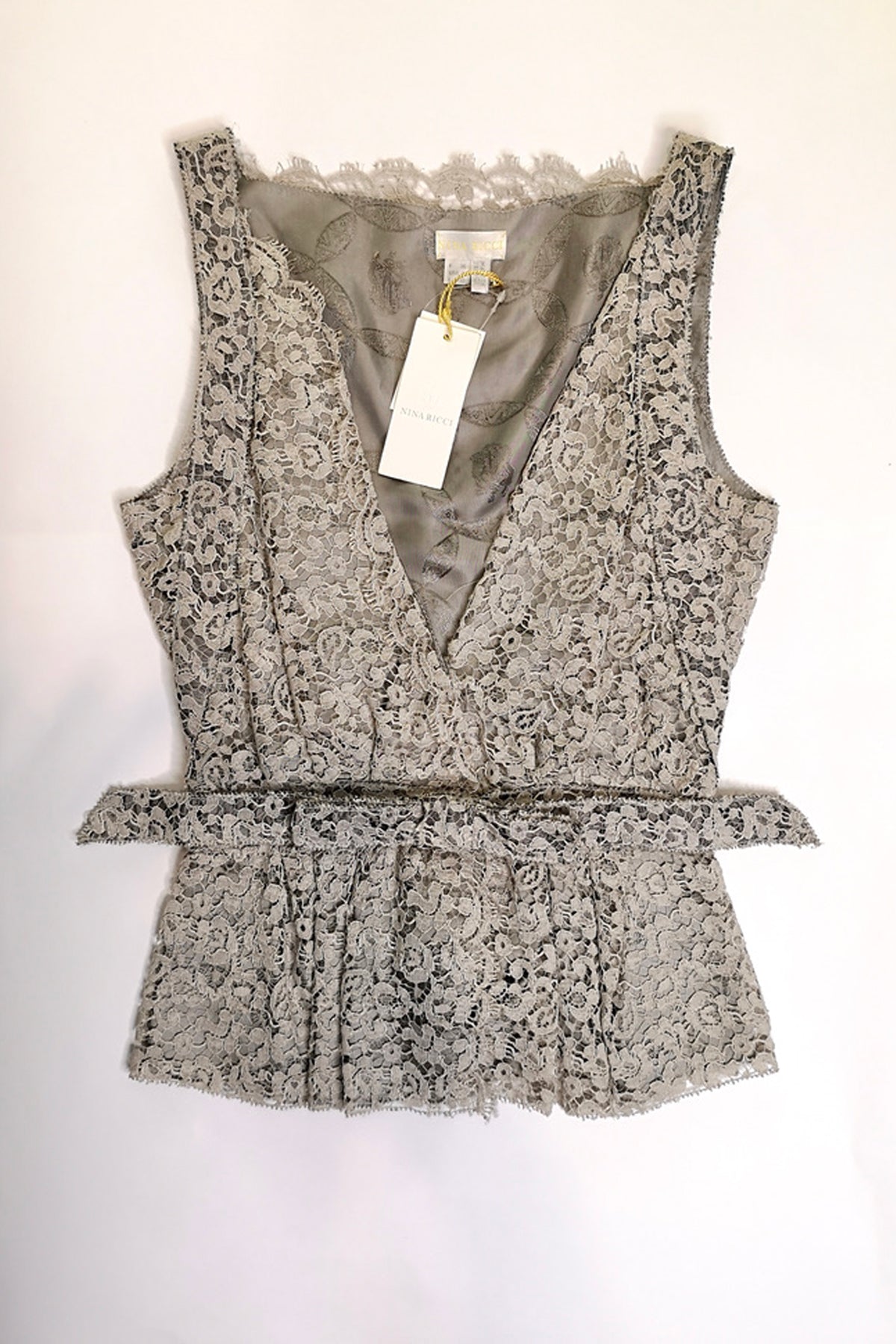 Nina Ricci Grey Lace Top