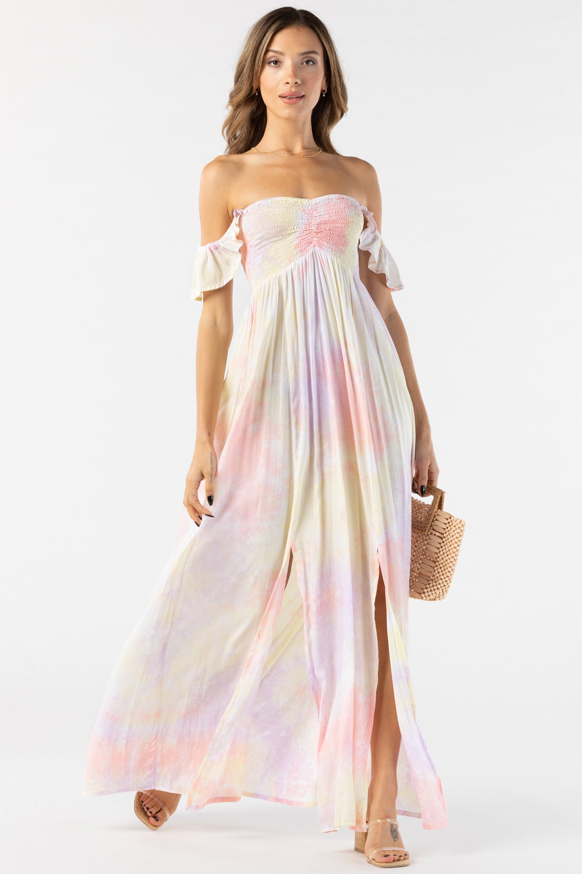 Tiare Hawaii Hollie Maxi Dress - Salmon Yellow Violet Smoke