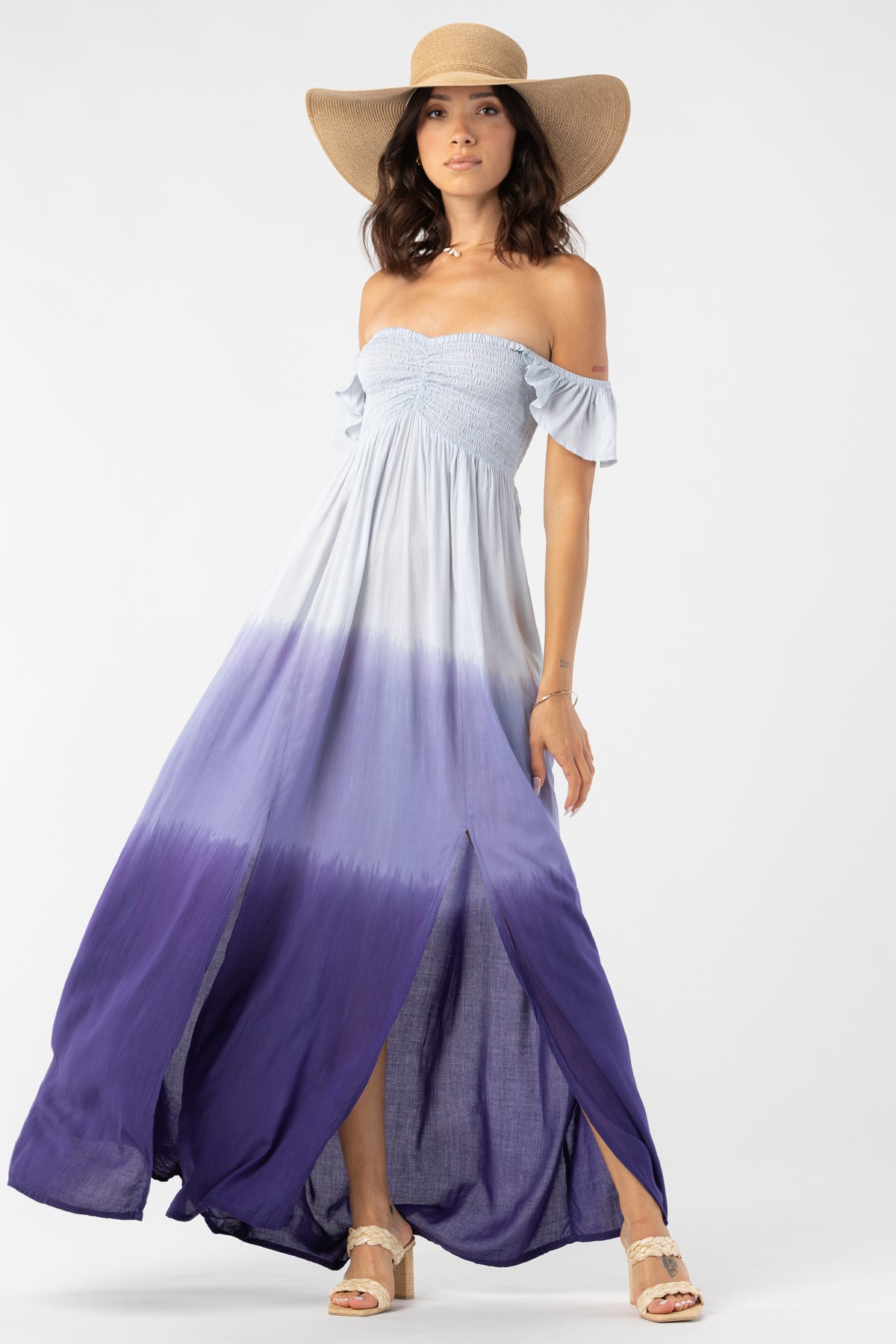 Tiare Hawaii Hollie Maxi Dress - White Indigo Ombre