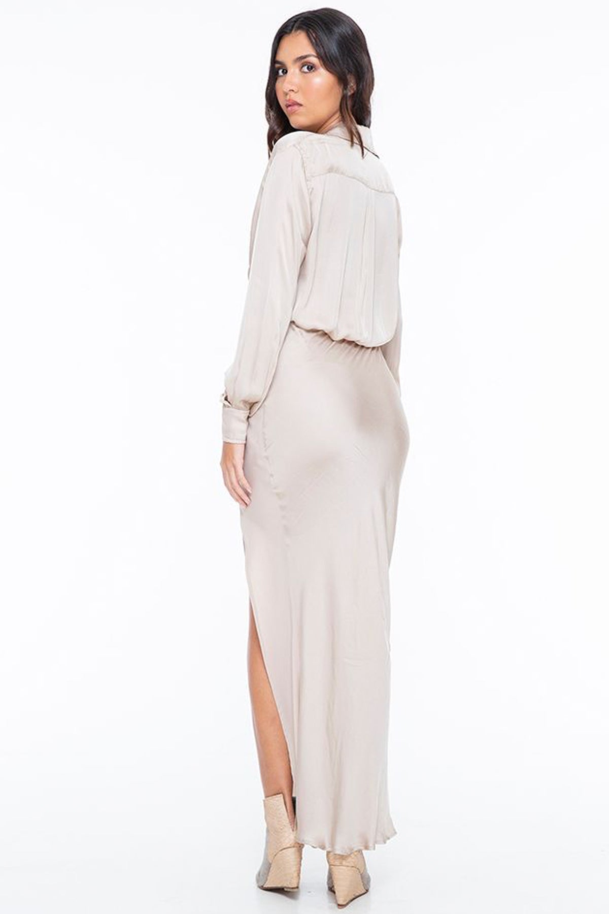 Indah Mist Solid Bias Maxi Skirt